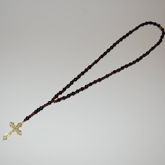 Rosary Necklace,Wood Rosary Necklace,Cross Necklace,Wooden Beaded Necklace - Picture 3 of 3